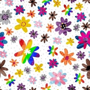 Pride Flag Flowers White Background