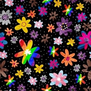 Pride Flag Flowers Black Background