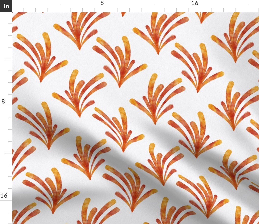 abstract alga small - marigold and coral scallop - coral coastal wallpaper