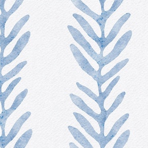 botanical stripe - fog color - light blue watercolor leaf wallpaper