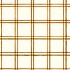 24" Window Pane Plaid Rust Off-White Watercolor