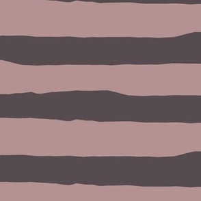 Jagged Horizontal Stripes | Dusty Rose, Purple-Brown-Gray | Stripe