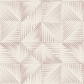 Line Quilt _ Copper Rose Pink_ Creamy White _ Geometric