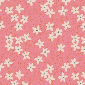 Pattern Clash Flowers - 2 // 14x14 inch scale // off-white pink orange blue fabric by @annhurleydesign