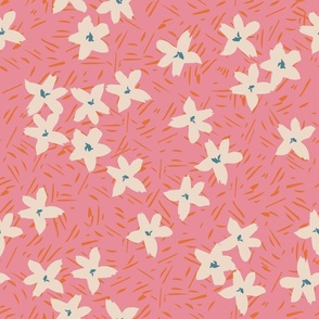 Pattern Clash Flowers - 2 // 18x18 inch scale // off-white pink orange blue fabric by @annhurleydesign