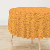 African Savanna Toile de Jouy, Hot Pink on Tangerine