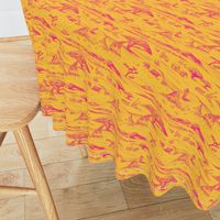 African Savanna Toile de Jouy, Hot Pink on Tangerine