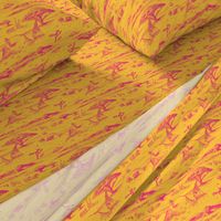 African Savanna Toile de Jouy, Hot Pink on Tangerine