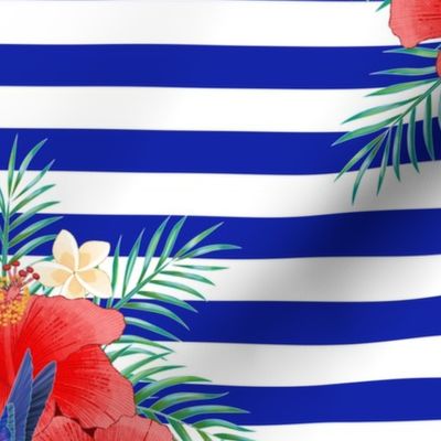 Nautical Stripes and Tropical Hibiscus