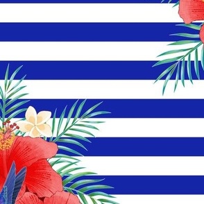 Nautical Stripes and Tropical Hibiscus