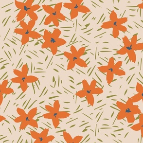 Pattern Clash Flowers - 3 // 24x24 inch scale // off-white green orange blue fabric by @annhurleydesign