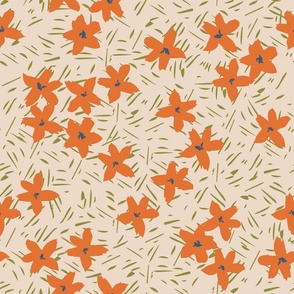 Pattern Clash Flowers - 3 // 18x18 inch scale // off-white green orange blue fabric by @annhurleydesign