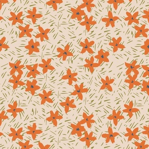 Pattern Clash Flowers - 3 // 14x14 inch scale // off-white green orange blue fabric by @annhurleydesign