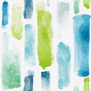 watercolor brush stroke - caribbean mix - blue and green watercolor stripe wallpaper