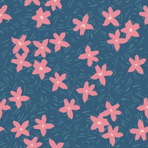 Pattern Clash Flowers - 4 // 18x18 inch scale // off-white pink blue fabric by @annhurleydesign