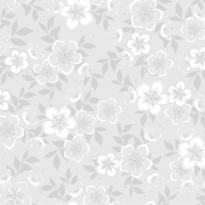 Cherry Blossoms - Platinum White - Large Scale