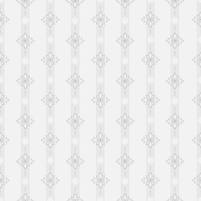 Floral Quatrefoil Stripe - Platinum White - Large Scale