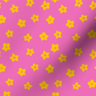 Pop Flowers, Yellow on Pink