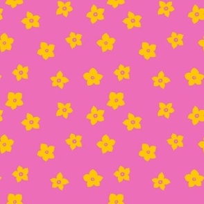 Pop Flowers, Yellow on Pink