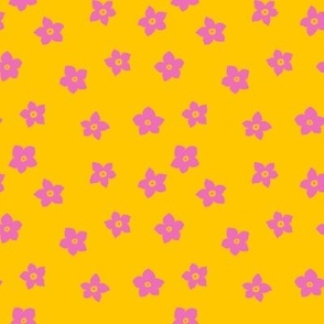 Pop Flowers, Pink on Yellow