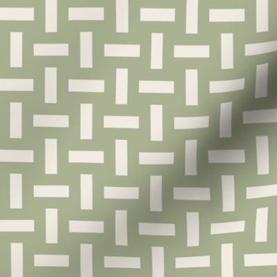 Simple Rectangles | Creamy White, Light Sage Green | Geometric