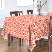 Medium Watercolor Diamond Ikat in Fiery Red and Orange  with White Background