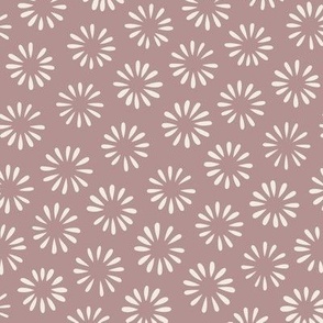Small Handdrawn Flowers | Creamy White, Dusty Rose 02 | Floral