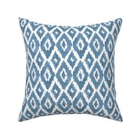 Medium Watercolor Diamond Ikat in Gray Blue with White Background