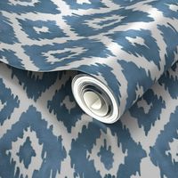 Medium Watercolor Diamond Ikat in Gray Blue with White Background