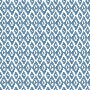 Mini Watercolor Diamond Ikat in Gray Blue with White Background