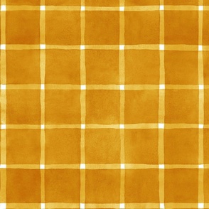 Bright Orange Window pane Check Gingham - Large Scale - Halloween Vibes Marigold Amber Windowpane