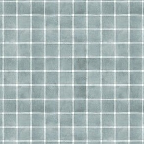 Dusty Teal Window pane Check Gingham - Ditsy Scale - Coastal Chic Coordinate Beach House 