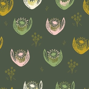 Thistle Love - Hand Painted On Luxe Forest Green,