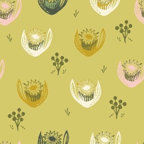 Thistle Love - Hand Painted On Chartreuse.