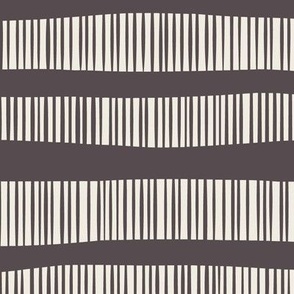 Wonky Striped Stripes | Creamy White, Purple-Brown-Gray | Geometric