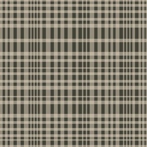 Beige Plaid on Dark Artichoke Green / 8 x 8 in