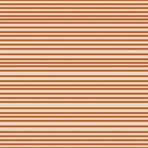 Horizontal Rust Ochre Stripes on Vanilla / 8 x 8 in