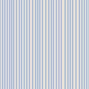 Vertical Serenity Blue Stripes on Beige / Cream