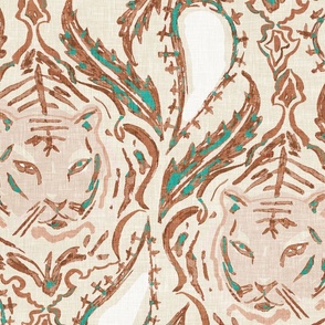 Regal Tiger  Paisley (beige/emerald) JUMBO