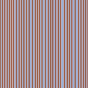 Vertical Rust Stripes on Serenity Blue / 8 x 8 in