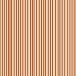 Vertical Stripes Rust Ochre on Bone / 8 x 8 in