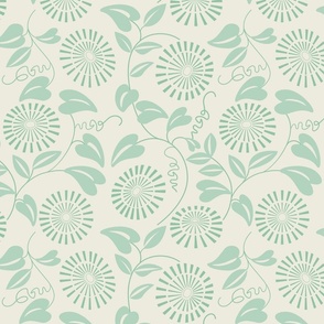 Geometrical Flowers Sage Green