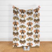 Jumbo hand painted watercolor moths in earth tones on white, bed linen, girls wallpaper and home decor
