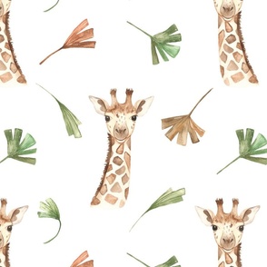 Kids Watercolor Giraffe Pattern, Medium Scale