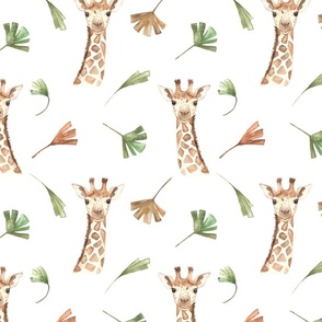 Kids Watercolor Giraffe Pattern, Small Scale