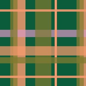 Plaid tartan check opaque layers lilac purple olive forest green