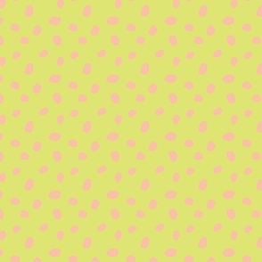 Minimalist scattered hand drawn spots two toned citrus neon yellow peach pink