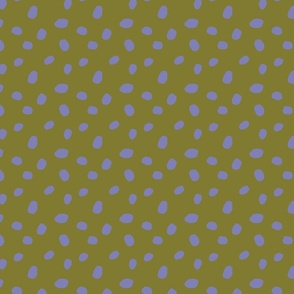 Minimalist scattered hand drawn spots two toned olive green blue