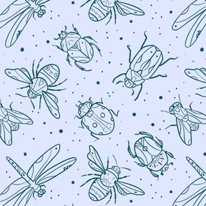 Enchanted insects-Blue line art