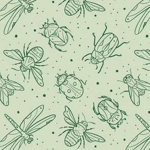 Enchanted insects-Green line art